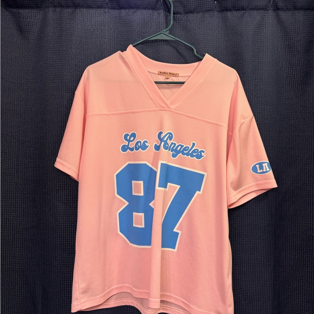 Fashionably Sporty Jersey Top (Baby Pink) size medium